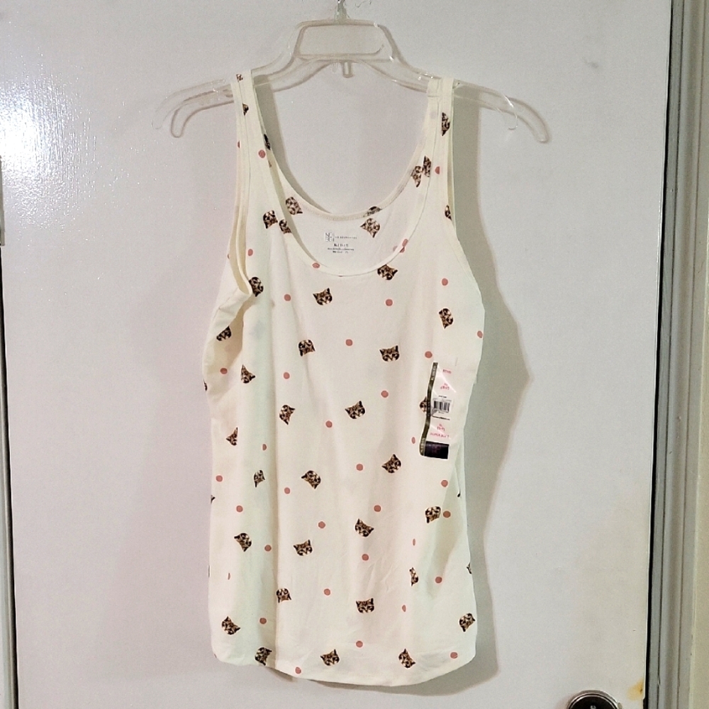 No Boundaries Woman Cream Tank Top With Cat Print